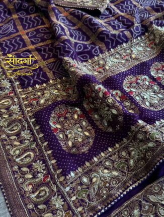 Jharokha Pure Khaddi Georgette Saree with Handwork