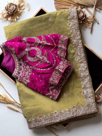 Cocktail Handwork Saree with Stitched Blouse