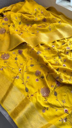 100 % Pure Munga Silk Banarasi Weaving Saree