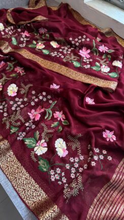 100 % Pure Munga Silk Banarasi Weaving Saree