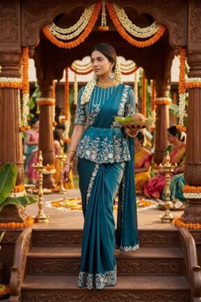 Ready to wear Satin silk saree