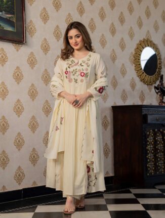 Mul Chanderi Anarkali Suit set