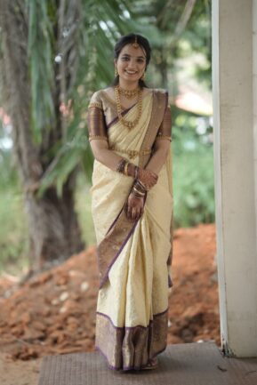 Cream Delight Kanjivaram Tissue Saree