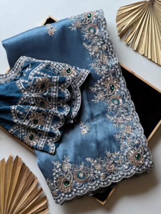 Pure Soft Shimmer Tissue Silk Saree – A Masterpiece of Handcrafted Elegance