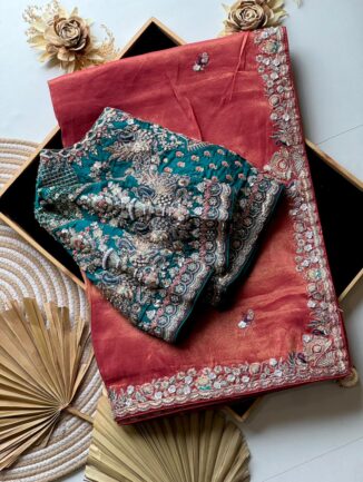 Premium Soft Nylon Tissue Crepe Silk with Stitched Blouse