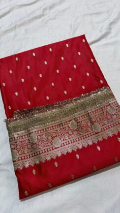 Red Banarasi Mashru Silk Saree